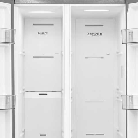 Refrigerador Automático Midea  Side By Side Inverter Quattro Bru Steel 17 Pies Cúbicos con Wifi