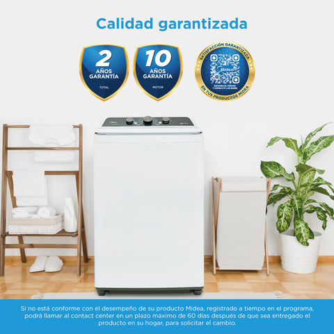 Lavadora Midea Carga Superior 21Kg Vortex Wash Agitador