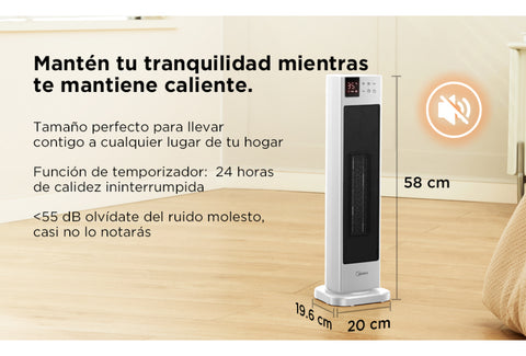 Calefactor Eléctrico Cerámico de torre 2 en 1 Dual flow 23”
