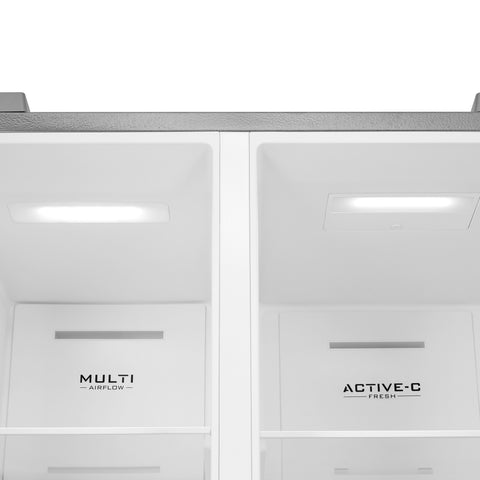 Refrigerador Automático Midea  Side By Side Inverter Quattro Bru Steel 17 Pies Cúbicos con Wifi