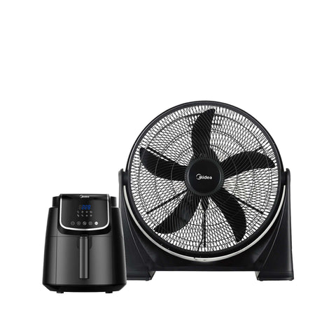 Freidora de Aire Digital Inner Chef 4L + Ventilador de piso negro Power Breeze