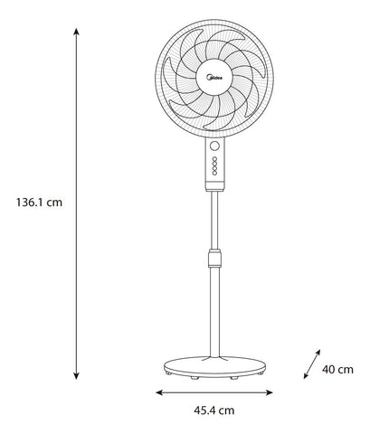 VENTILADOR PEDESTAL MIDEA MFA164MB 16 PUL