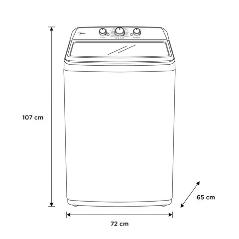 Lavadora Carga Superior Midea 22Kg Vortex Wash Agitador Gris