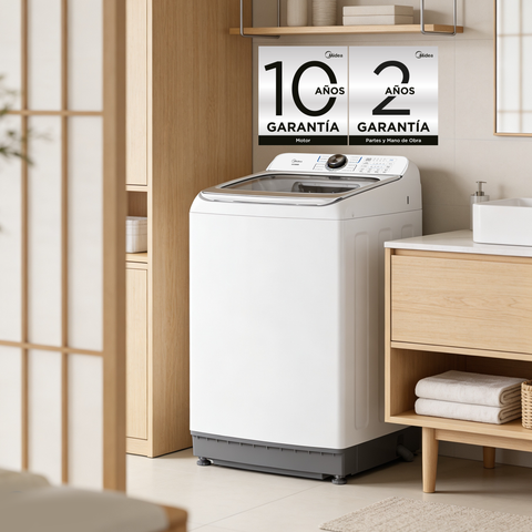 Lavadora Midea 18 Kg Automática con Agitador Blanca