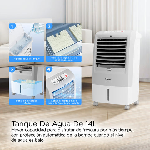 Enfriador Aire Portatil Midea Frio 14L 3 Vel