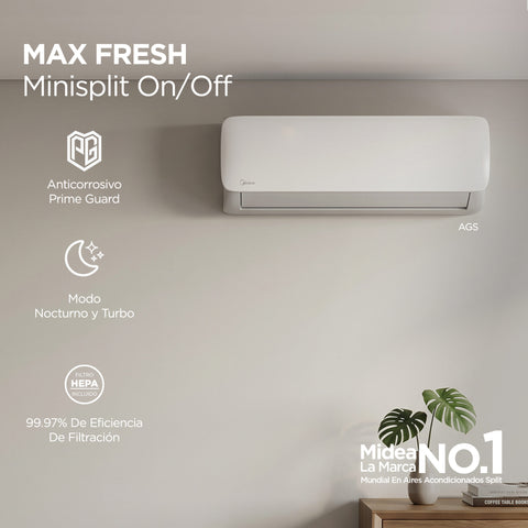 Minisplit Midea On Off Solo Frío 1 Tonelada 12,000BTU's 220V