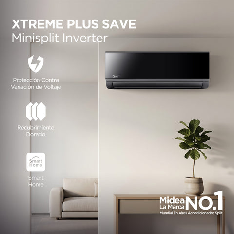 Minisplit Midea Inverter SEER 20, 1.5 Ton, Frío Calor, 220V