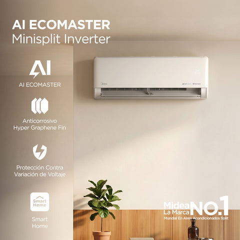 Minisplit Midea 18,000 BTU´s Frío Calor 220V Inverter