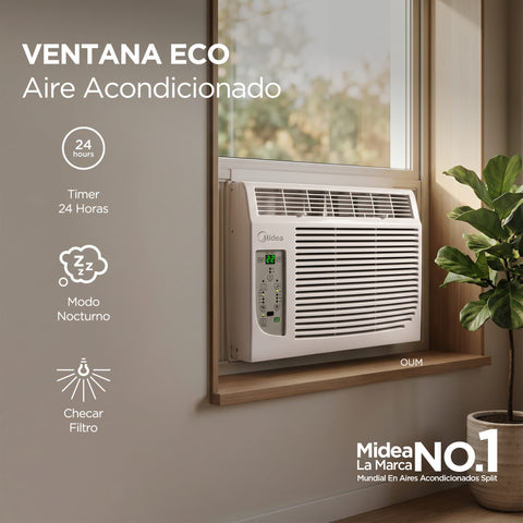 Aire Acondicionado Ventana Midea ECO, 5,000 BTU/h, Frío 110v, Blanco Midea MAW05C1OUM