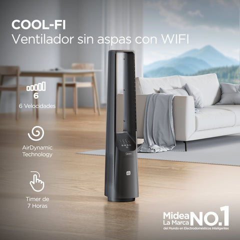 Ventilador Midea de Torre sin aspas 40¨ Negro