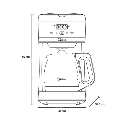 Cafetera Digital Midea 12 Tazas Smart Brew