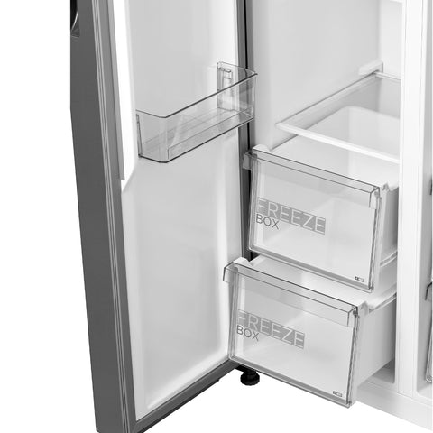 Refrigerador Midea Automático Side By Side Inverter Quattro Bru Steel 17 Pies Cúbicos con Wifi