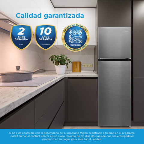 Refrigerador Midea Automático Top Mount Bru Steel 10 Pies