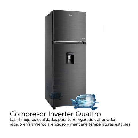 Refrigerador Midea Top Mount 12 Pies Negro Inverter Quattro