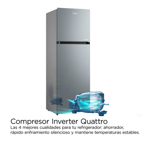 Refrigerador Top Mount 12 pies Midea Inverter Quattro Lake Silver