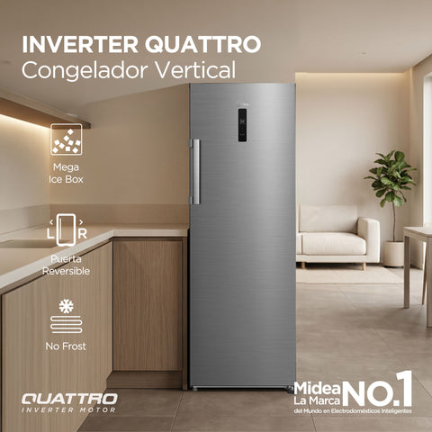 Congelador Vertical Inverter Quattro Bru Steel 9 Pies