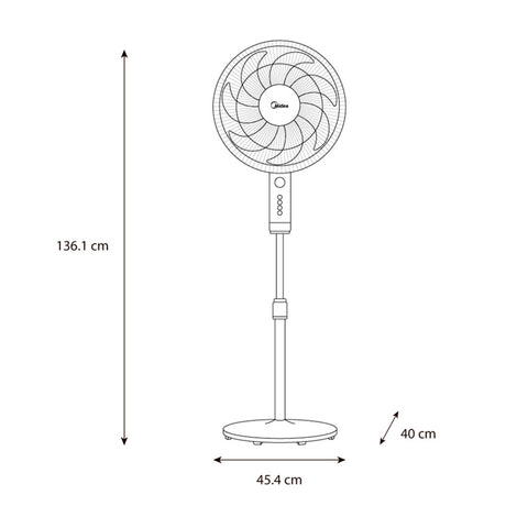 VENTILADOR PEDESTAL MIDEA MFA164MB 16 PUL