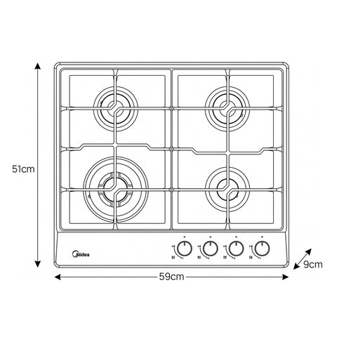 Parrilla Midea a Gas SS 24” | 60cm