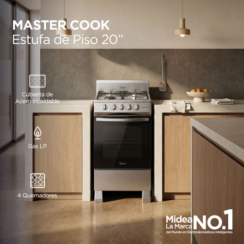 Estufa de piso Midea con copete 20" Silver
