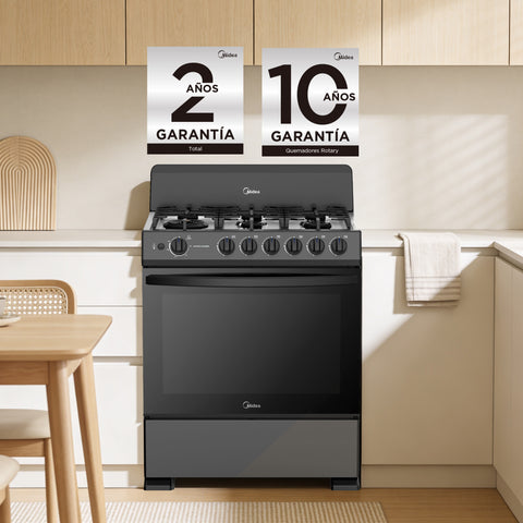 Estufa de piso Midea con copete 30" MASTER COOK Plus Negra