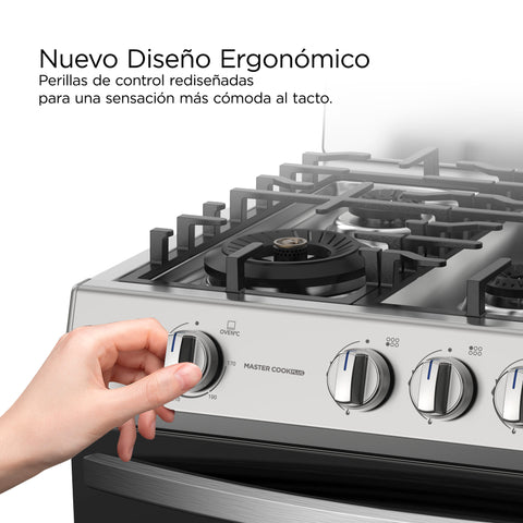Estufa de piso Midea con copete 30¨ MASTER COOK Plus Silver