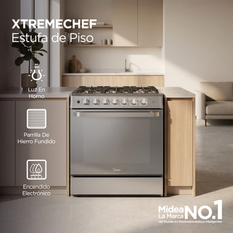 Estufa de piso MIDEA 30 pulgadas silver