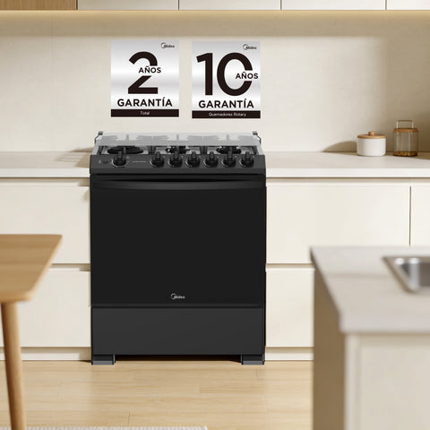 Estufa de piso Midea con capelo 30¨ MASTER COOK Pro Negra