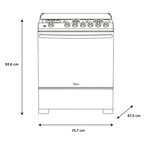 Estufa  de Piso Midea con Capelo 30" MASTER COOK Silver