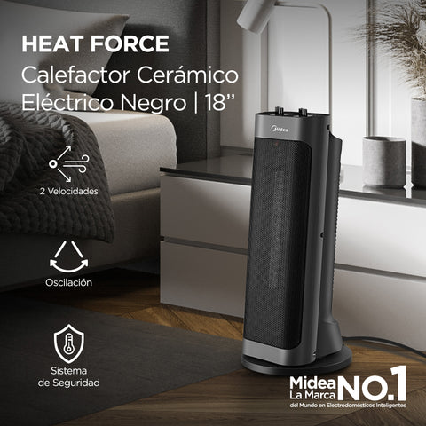 CALEFACTOR TORRE MIDEA MHC150MBB 18 PULG CERAMICO negro 1