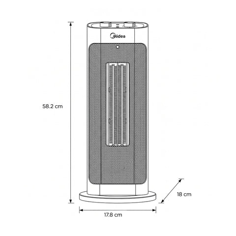 CALEFACTOR TORRE MIDEA MHC150MBB 18 PULG CERAMICO negro 1