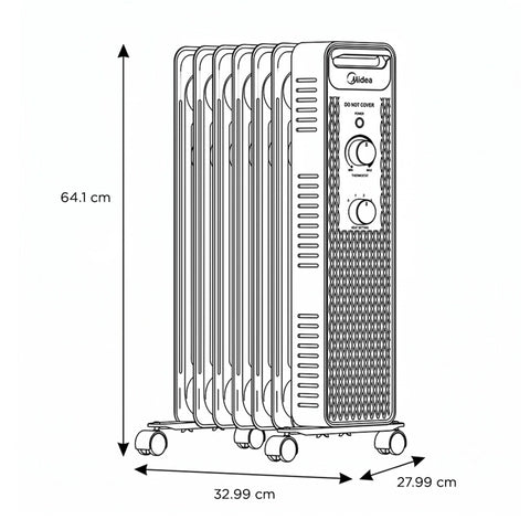 Calefactor Eléctrico Midea Pure Heat de Aceite Negro 25'
