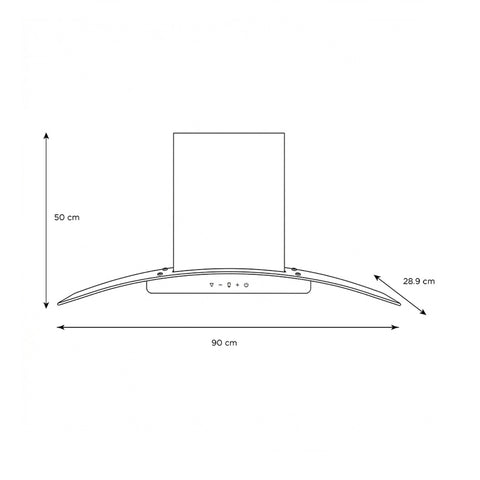 Campana Decorativa de Pared 36 Midea Vidrio Templado Curvo