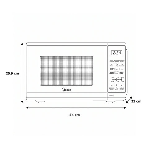 Horno de Microondas 0.7 Pies Cúbicos Midea MMDF07S2BW