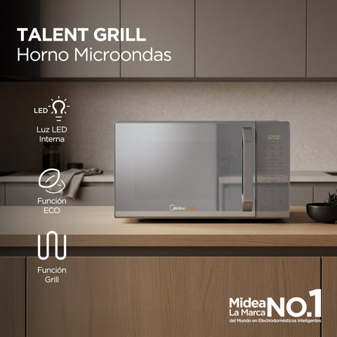 Horno Microondas MIDEA 1.1 PIES Grill Espejo Gris