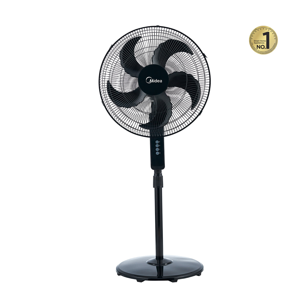 Ventilador Midea De Pedestal 3 en 1 piso, Pared, Mesa, 5 Aspas, 3 Vel Negro