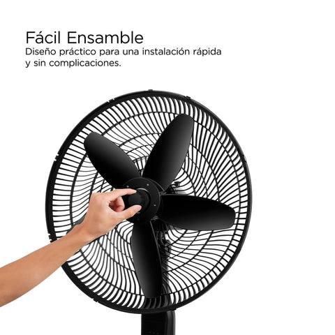 Ventilador Midea De Pedestal 3 en 1 piso, Pared, Mesa, 5 Aspas, 3 Vel Negro