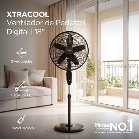 Ventilador Midea Pedestal 18 Pulgadas Negro