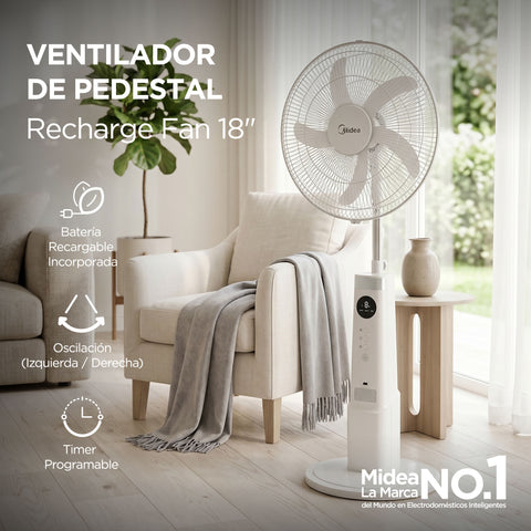 Ventilador Inalámbrico 18 pul Midea MSF18MRCBK Blanco