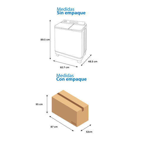 Lavadora Semiautomática Midea Dos Tinas 13Kg Twin Force Pulsator Blanca Midea MT100W130/W-MX