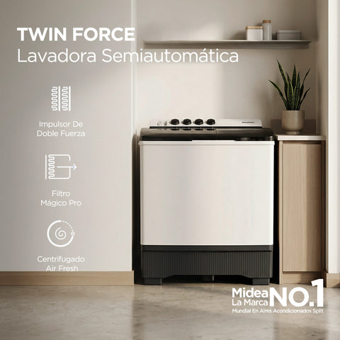 Lavadora Semiautomática Midea Doble Tina 17kg Blanca
