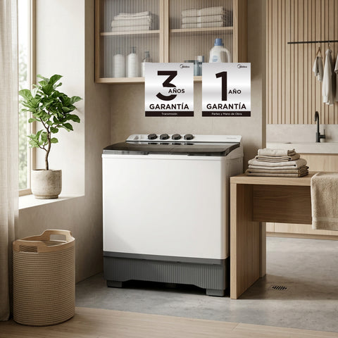 Lavadora Semiautomática Midea Doble Tina 17kg Blanca