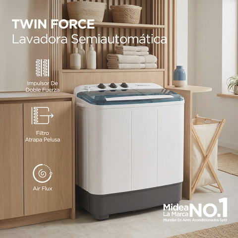 Lavadora Semiautomática Doble Tina 11 Kg Dual Force Blanca