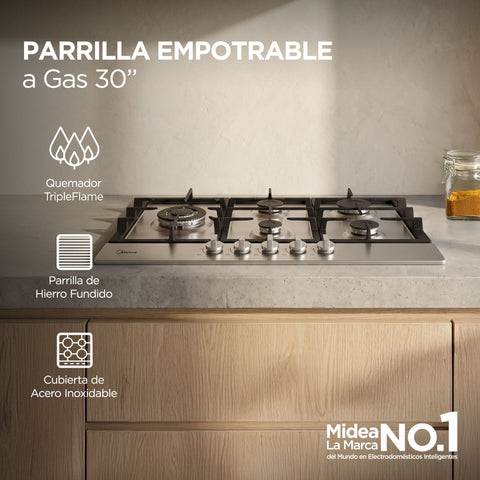 Parrilla Empotrable a Gas Midea 30' Acero Inoxidable