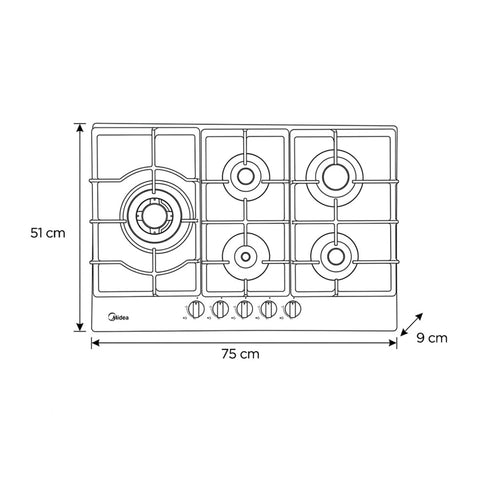 Parrilla Empotrable a Gas Midea 30' Acero Inoxidable