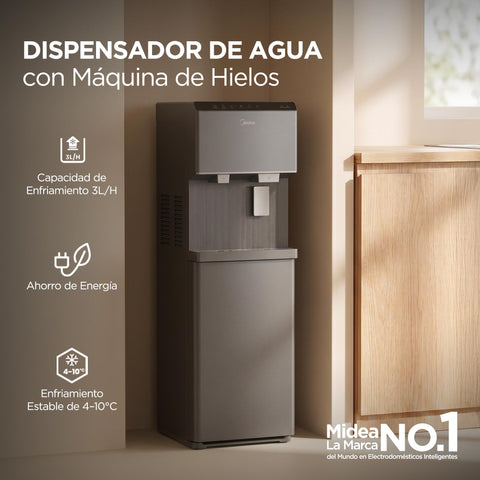 Dispensador de Agua Midea con Máquina de Hielos